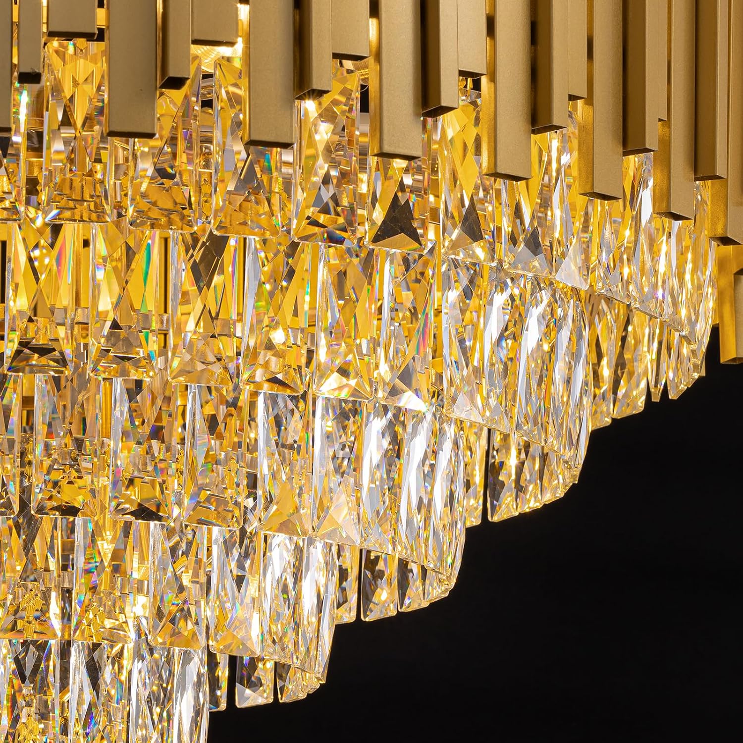 7PMBEANE Modern 31.5-Inch 15-Light Gold Crystal Chandelier