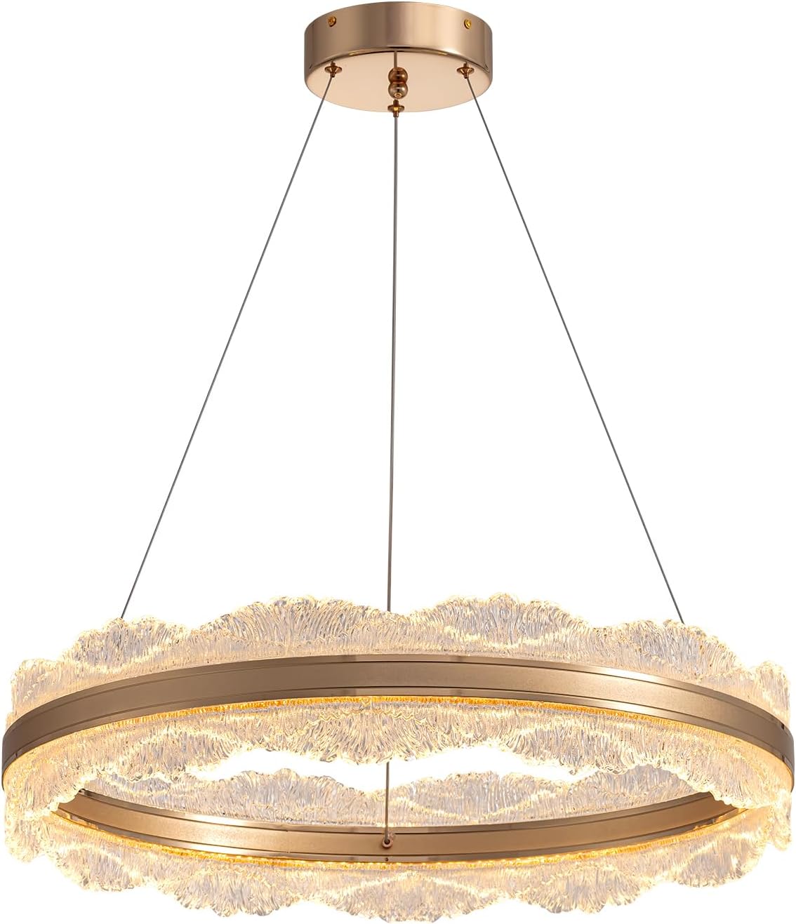 7PMBEANE Modern 23.6-Inch Gold LED Round Chandelier