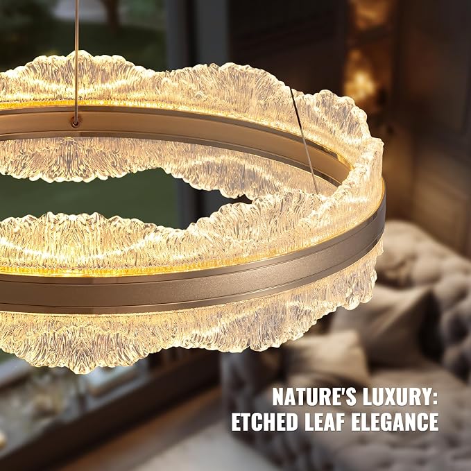 7PMBEANE Modern 23.6-Inch Gold LED Round Chandelier