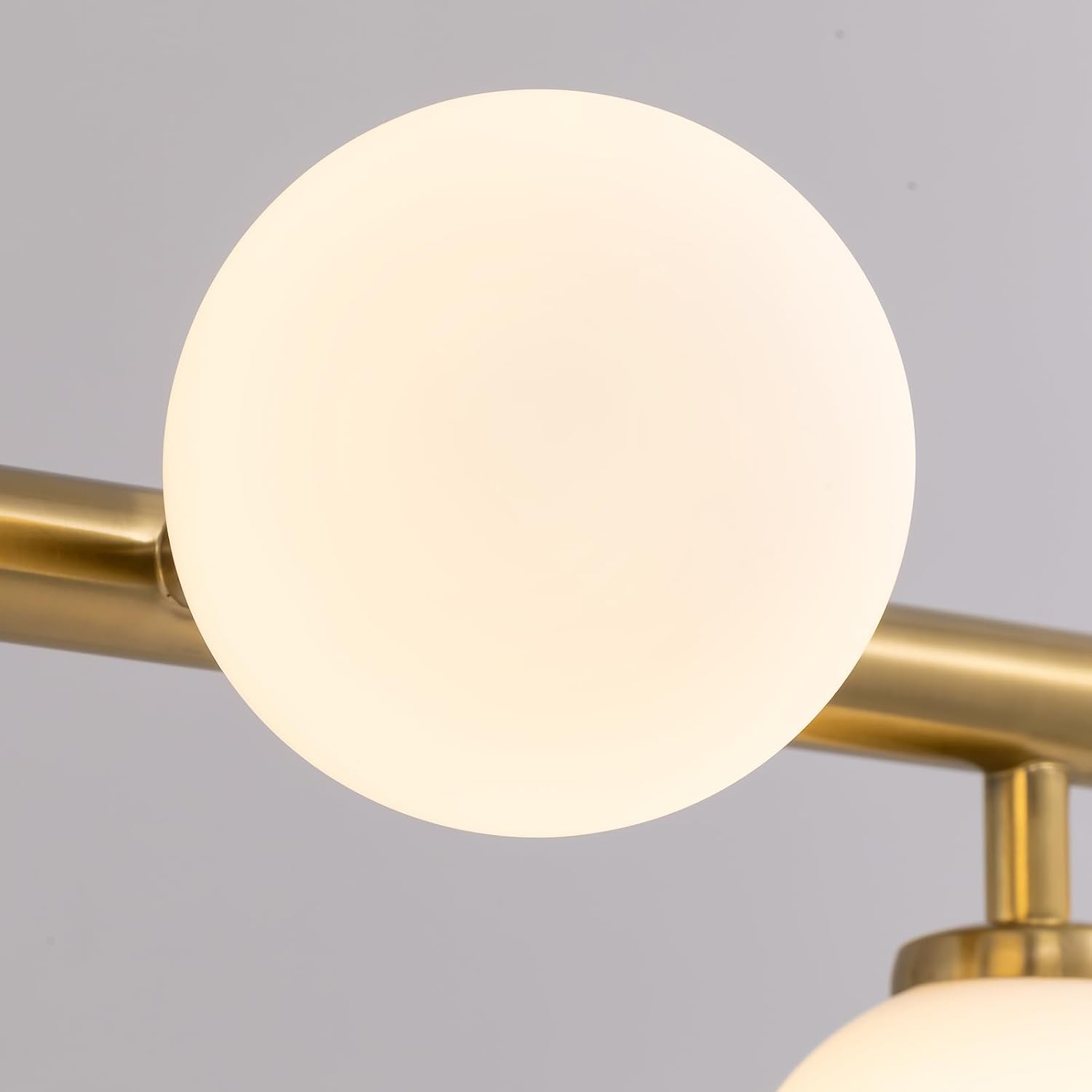 7PMBEANE Modern 7-Light Gold Glass Globe Linear Chandelier
