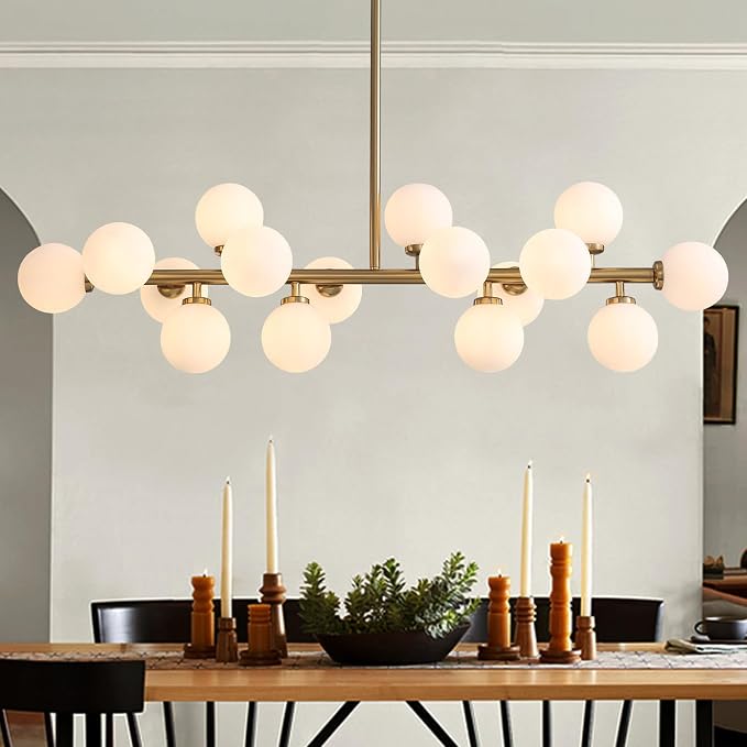 7PMBEANE Modern 16-Light Gold Glass Globe Chandelier