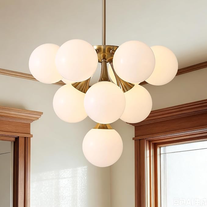 7PMBEANE Modern 10-Light Copper Glass Globe Chandelier