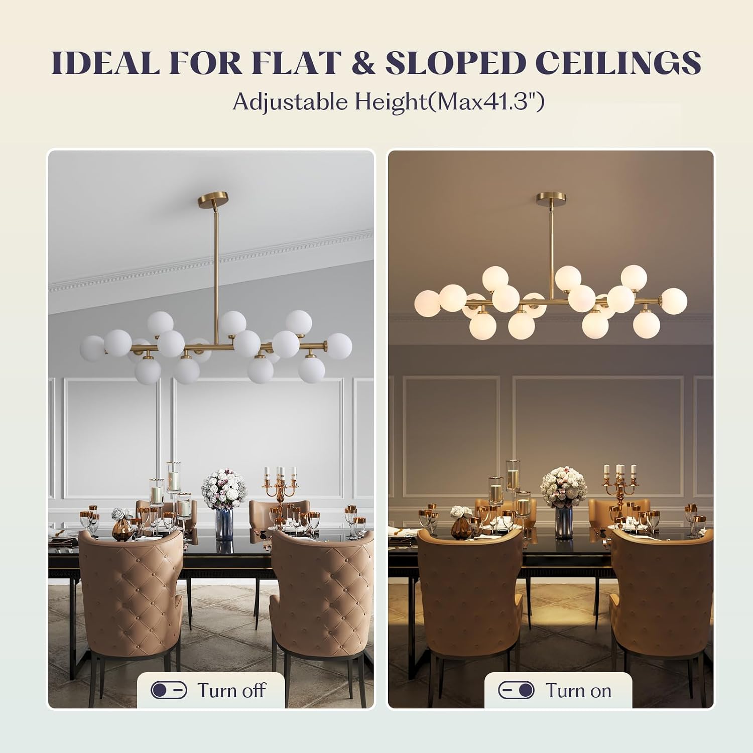 7PMBEANE Modern 16-Light Gold Glass Globe Chandelier