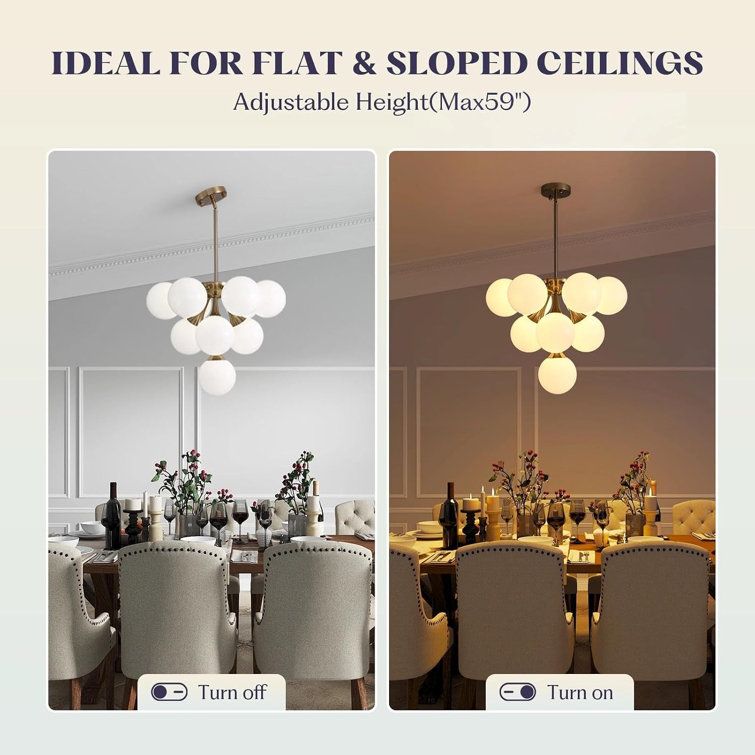 7PMBEANE Modern 10-Light Copper Glass Globe Chandelier