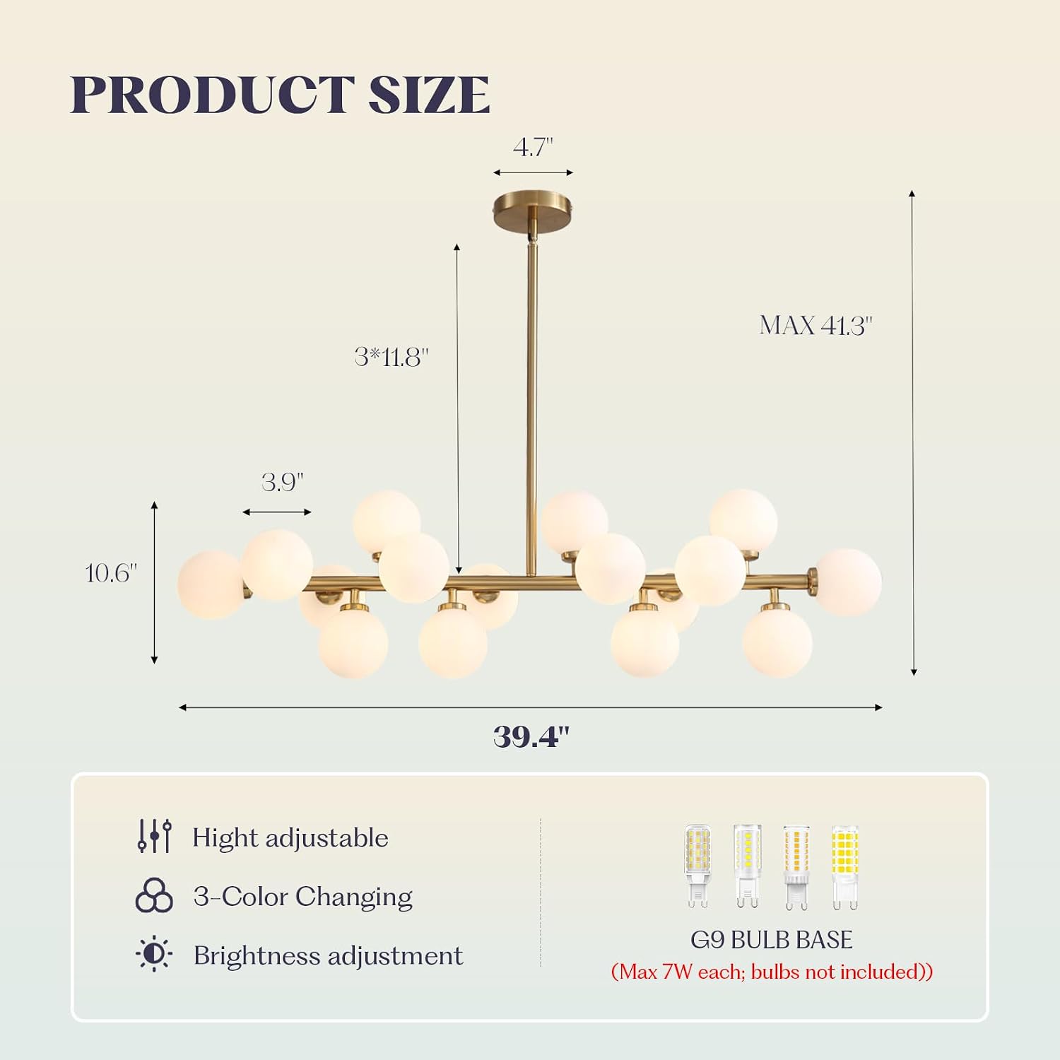 7PMBEANE Modern 16-Light Gold Glass Globe Chandelier