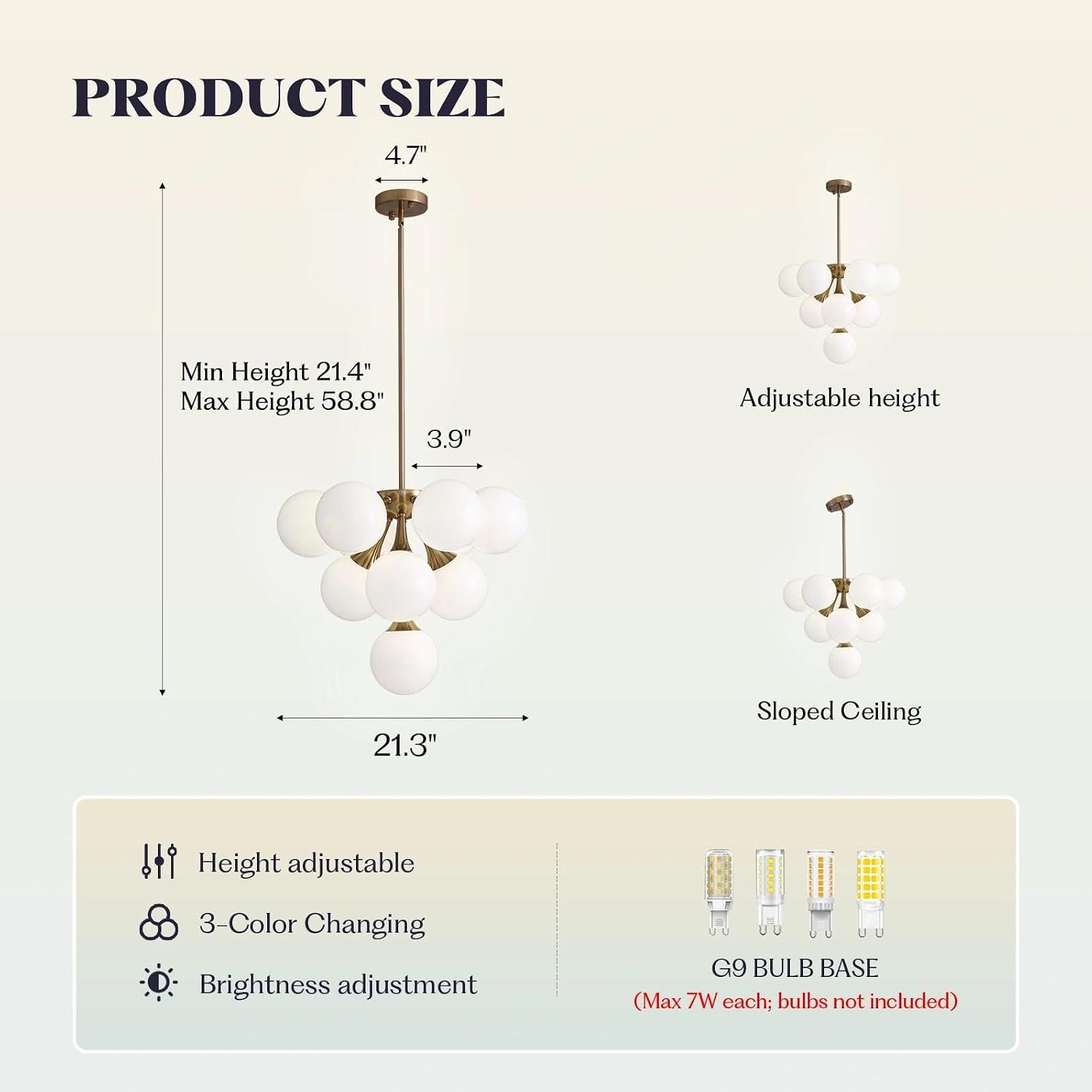 7PMBEANE Modern 10-Light Copper Glass Globe Chandelier
