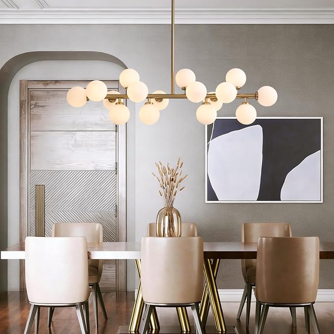 7PMBEANE Modern 16-Light Gold Glass Globe Chandelier
