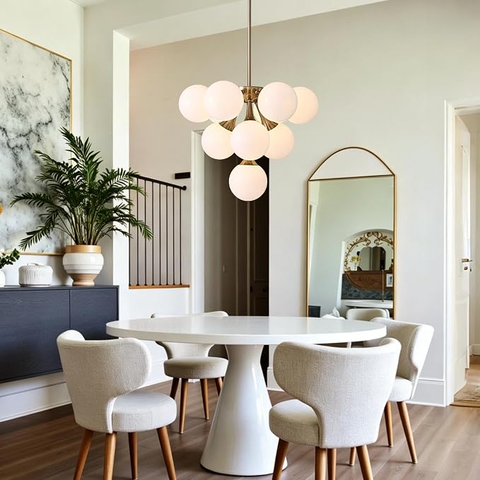 7PMBEANE Modern 10-Light Copper Glass Globe Chandelier