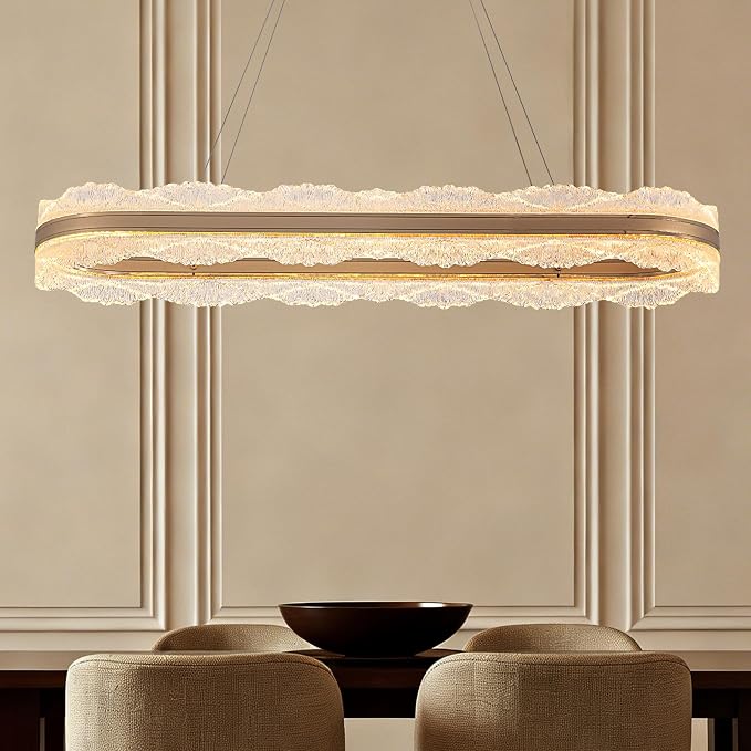 7PMBEANE Modern 39.4-Inch Gold LED Rectangular Chandelier